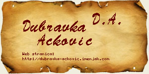 Dubravka Acković vizit kartica